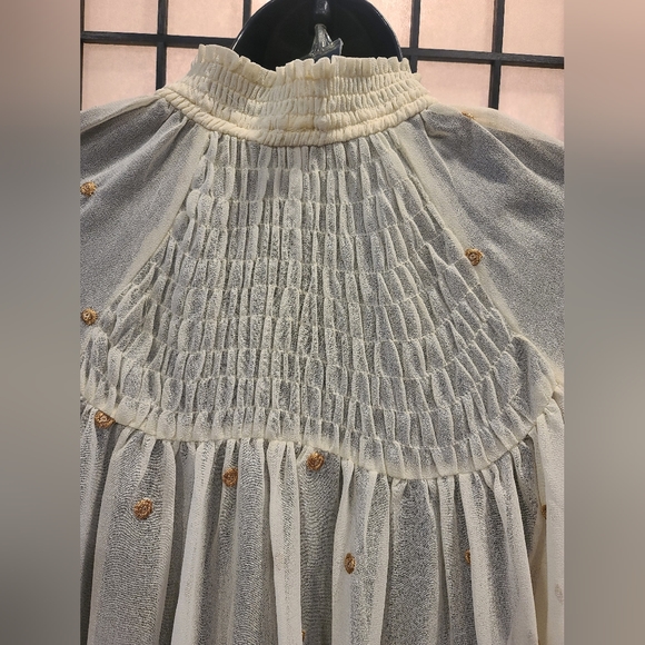 🌼🌼 Free People Gregorian Polka Dot Blouse sz XS - Picture 7 of 10